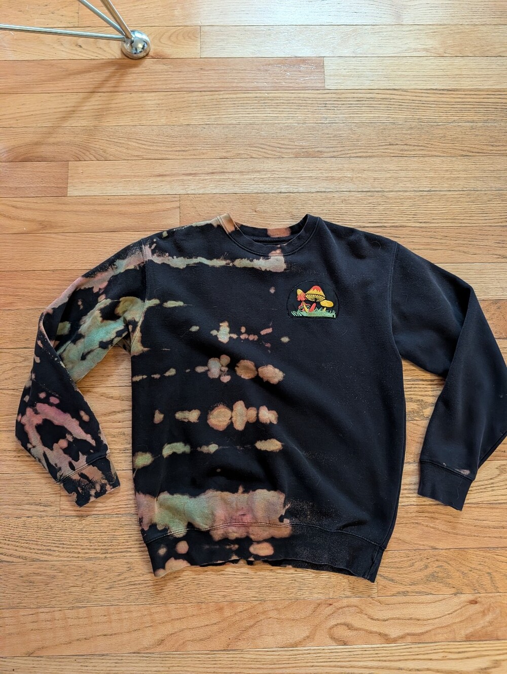 Vintage Style Retro Tie Dye Split Dye Mushroom Crewneck Sweatshirt Handmade Vtg